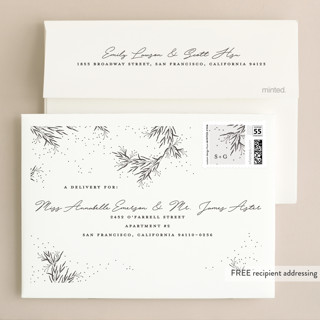 This is a concrete wedding invitations with standard by Plain White Paper Co called a sketched wreath printing on signature in standard