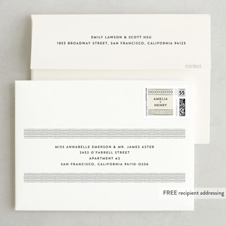 This is a cream wedding invitations with standard by Erin Deegan called mudcloth wedding printing on signature in standard