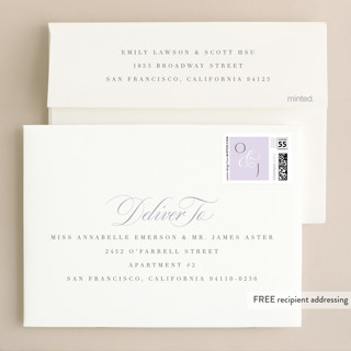 This is a lavender wedding invitations with standard by Kristie Kern called gramercy printing on signature in standard