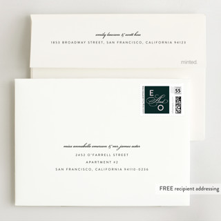 This is a deep forest wedding invitations with standard by Eve Schultz called forest foliage printing on signature in standard