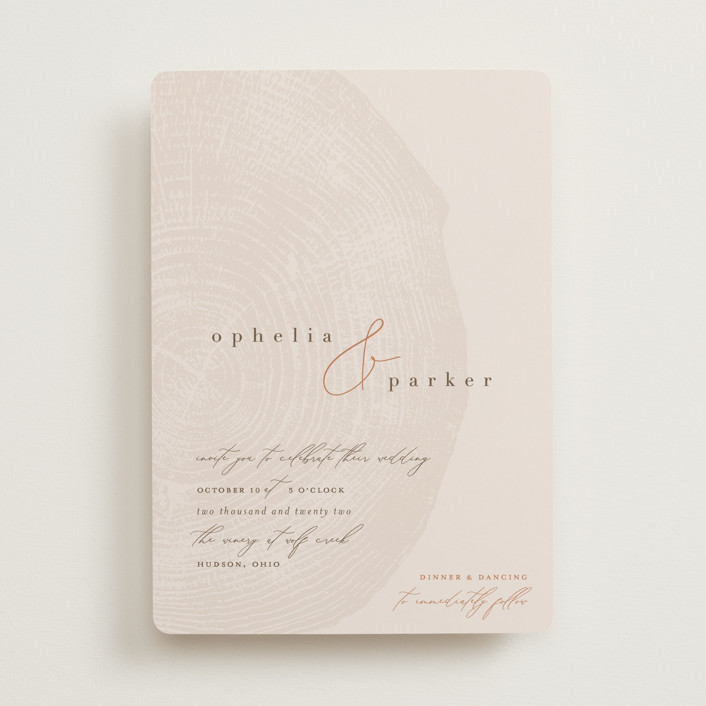 "a hundred years" - Rustic Wedding Invitations in Burnt Umber by Robin Ott.