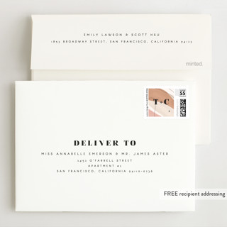 This is a terracota wedding invitations with standard by Olivia Goree called formation printing on signature in standard