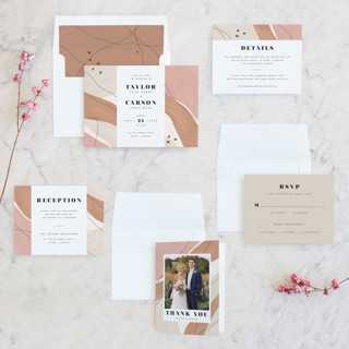 This is a terracota wedding invitations with standard by Olivia Goree called formation printing on signature in standard