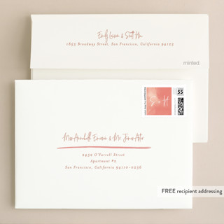 This is a coral wedding invitations with standard by Mansi Verma called eloquent printing on signature in standard
