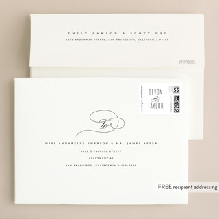 This is a cloud wedding invitations with standard by Stacey Meacham called moderna printing on signature in standard