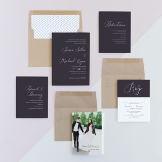 This is a blackberry wedding invitations with standard by Susan Brown called right side printing on signature in standard