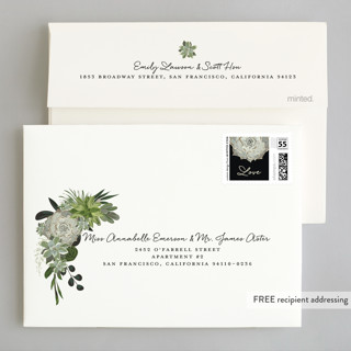 This is a midnight wedding invitations with standard by Susan Moyal called agave & greens printing on signature in standard