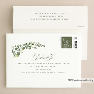 This is a leaf wedding invitations with standard by Kristie Kern called ensconce printing on signature in standard