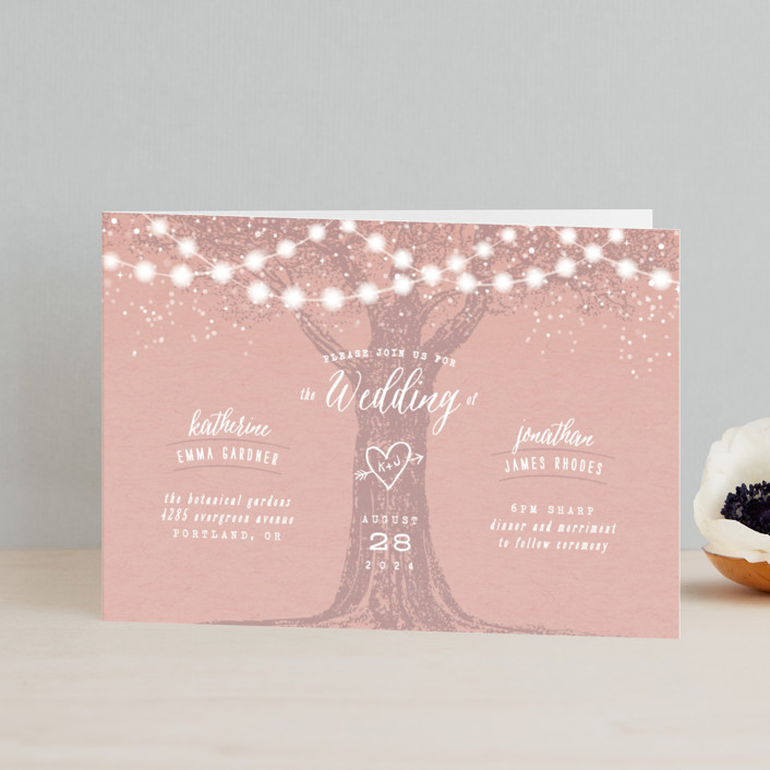 garden lights four panel wedding invitations by hooray minted garden lights