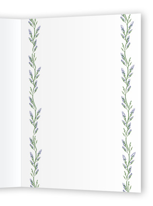 This is a lavender sympathy cards with standard by Sarah Rosenthal called wisteria printing on signature in greeting cards