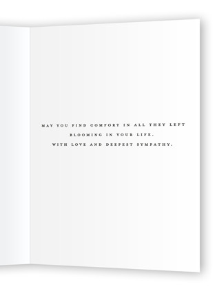 This is a moss sympathy cards with standard by Maja Cunningham called vintage blooms printing on signature in greeting cards