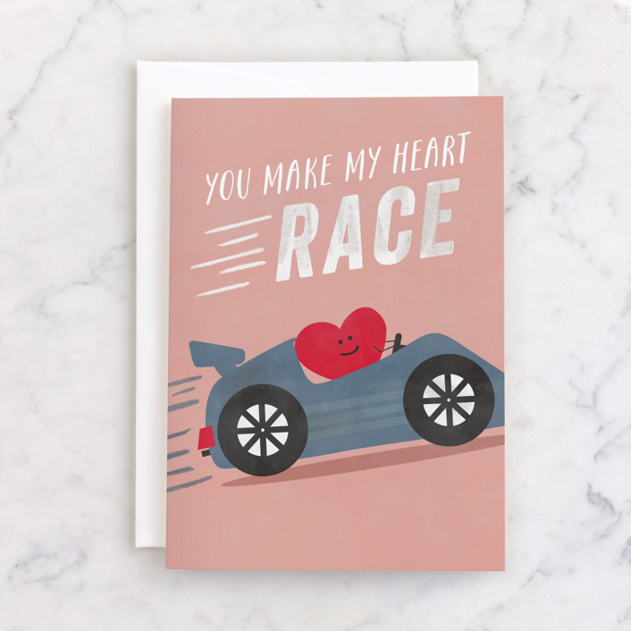Racing heart Individual Valentine's Day Greeting Cards by Creo Study