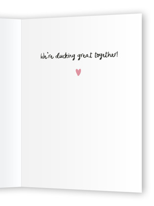 This is a rose quartz valentines day cards with standard by Ani Somi called waddling ducks printing on signature in greeting cards