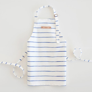 This is a snorkel blue kids aprons by Melissa Selmin called breton stripe in standard