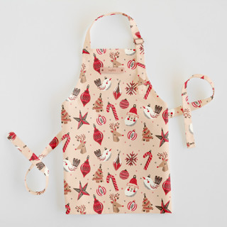 This is a coral kids aprons by Vivian Yiwing called retro ornaments in standard