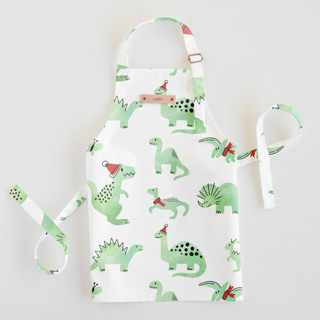 This is a mint kids aprons by Jessie Steury called darling dinos in standard