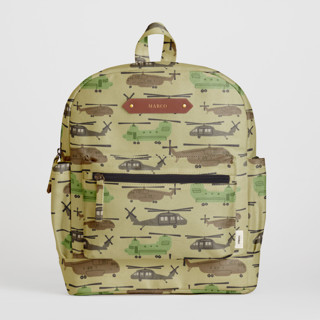 This is a tan backpacks by Rebecca Smith called chopters in lower case
