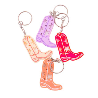 This is a multicolorassorted-colors back to school supplies by Haven Print Co. called cowgirl boot keychain in standard