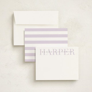 This is a lavender kids thank you cards notes with standard by Lauren Chism called love-ly printing on signature in standard