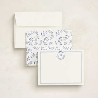 This is a cobalt kids thank you cards notes with standard by Susan Brown called classic baby monogram printing on signature in standard