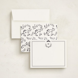 This is a charcoal kids thank you cards notes with standard by Susan Brown called classic baby monogram printing on signature in standard