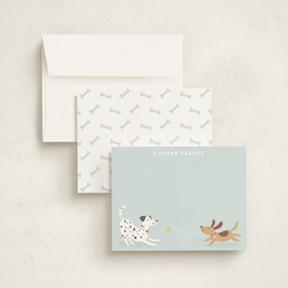 This is a sky kids thank you cards notes with standard by Susan Asbill called playful pups printing on signature in standard