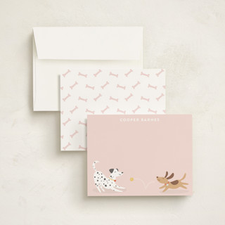 This is a bubblegum kids thank you cards notes with standard by Susan Asbill called playful pups printing on signature in standard