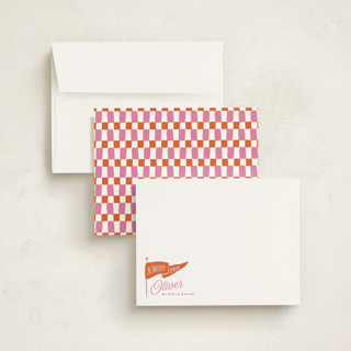 This is a bubblegum kids thank you cards notes with standard by Oscar and Emma - Karly Depew called vintage pennant printing on signature in standard