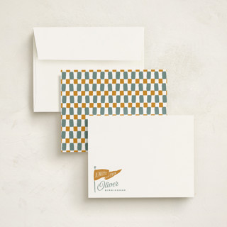 This is a ginger kids thank you cards notes with standard by Oscar and Emma - Karly Depew called vintage pennant printing on signature in standard