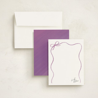 This is a grape kids thank you cards notes with standard by Olivia Williams called painted bow printing on signature in standard