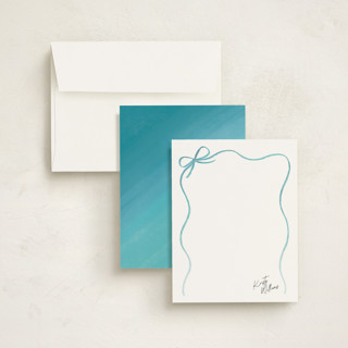 This is a blueberry kids thank you cards notes with standard by Olivia Williams called painted bow printing on signature in standard