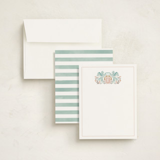 This is a mint truffle kids thank you cards notes with standard by Masha Zimovich called unicorn crest printing on signature in standard