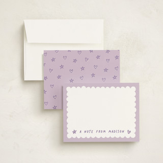 This is a orchid kids thank you cards notes with standard by Hooray Creative called scallop border printing on signature in standard