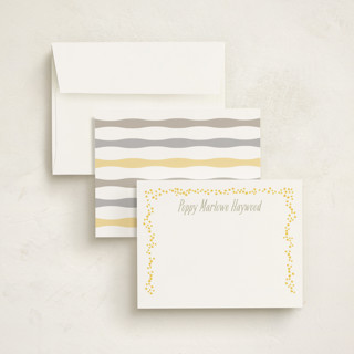 This is a golden yarrow kids thank you cards notes with standard by Kate Ross called tiny flora printing on signature in standard