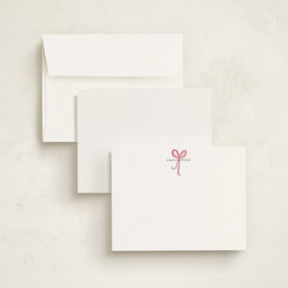 This is a blush kids thank you cards notes with standard by Nicoletta Savod called sweet as a bow printing on signature in standard