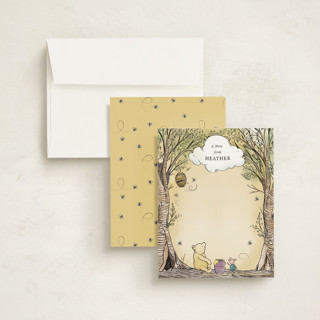 This is a sunshine kids thank you cards notes with standard by Becky Nimoy called disney's winnie the pooh in the wood printing on signature in standard