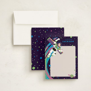 This is a night sky kids thank you cards notes with standard by Katie Zimpel called disney and pixar birthday buzz printing on signature in standard