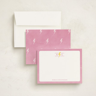 This is a candy kids thank you cards notes with standard by Shirley Lin Schneider called lightning monogram printing on signature in standard
