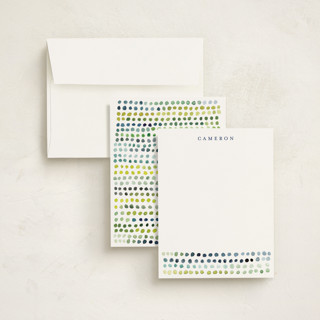 This is a navy kids thank you cards notes with standard by Loren Willis called watercolor dots printing on signature in standard