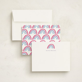 This is a unicorn kids thank you cards notes with standard by Stacey Meacham called rainbow dream printing on signature in standard