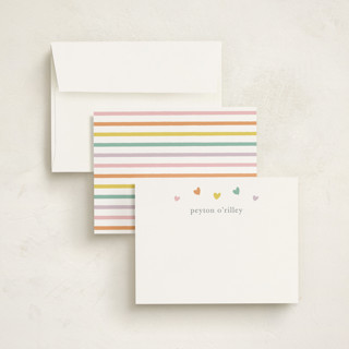 This is a summer kids thank you cards notes with standard by Stacey Meacham called rainbow hearts printing on signature in standard