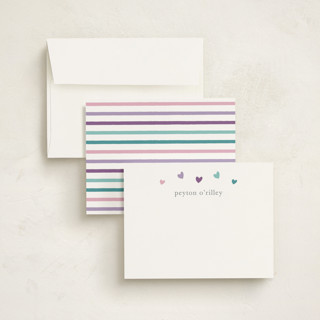 This is a mermaid kids thank you cards notes with standard by Stacey Meacham called rainbow hearts printing on signature in standard