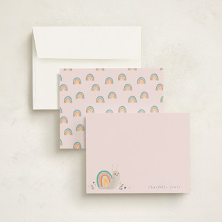 This is a blush kids thank you cards notes with standard by Cass Loh called rainbow snail printing on signature in standard
