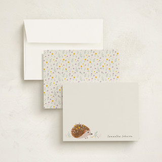This is a sand kids thank you cards notes with standard by Cass Loh called flowers hedgehog printing on signature in standard