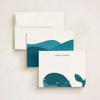 This is a snow kids thank you cards notes with standard by Adelyn T. called mr whale printing on signature in standard