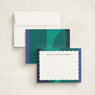 This is a gemstones kids thank you cards notes with standard by Carrie Moradi called scallops and swoops printing on signature in standard