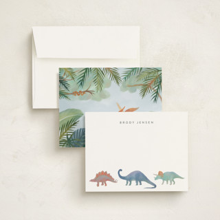 This is a lagoon kids thank you cards notes with standard by Joanna Griffin called dinosaur parade printing on signature in standard