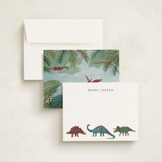 This is a ruby kids thank you cards notes with standard by Joanna Griffin called dinosaur parade printing on signature in standard