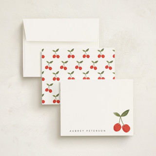 This is a whipped cream kids thank you cards notes with standard by Karidy Walker called twin cherries printing on signature in standard