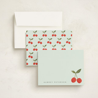 This is a rain kids thank you cards notes with standard by Karidy Walker called twin cherries printing on signature in standard